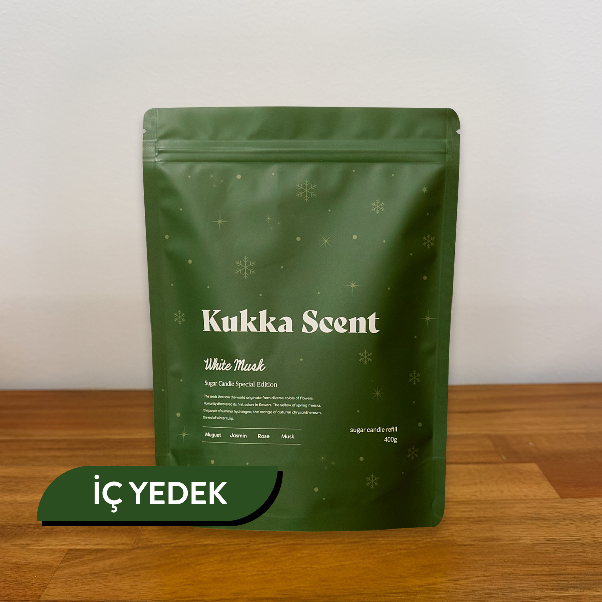 Kukka Scent - Sugar Candle White Musk (Fitalatsız Parafinsiz, %99 Palm Wax + %1 Beyaz Çiçek ve Misk Kokulu İnci Mum) (%15-%30 Lansman İndirimi)