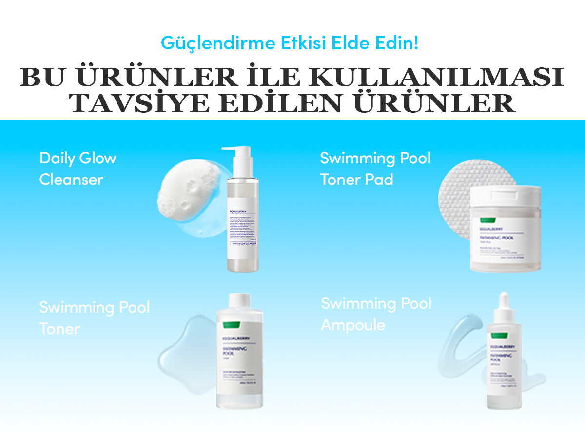EqqualBerry - Swimming Pool Ampoule (Yoğun Hidrasyon Verici ve Geniş Gözenek Önleyici 8 Hyaluronik Asitli Ampul) 50ml