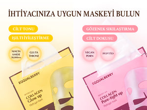 EqqualBerry - Collagen Pore Tight Up Hydrogel Mask (4'lü) (Geniş Gözenek ve Kırışıklık Önleyici 13 Farklı Peptitli Kolajenli Şeffaflaşan Maske)