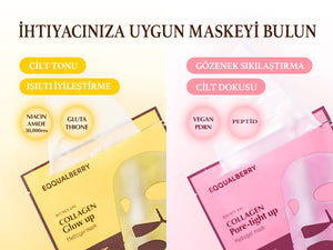 EqqualBerry - Collagen Glow up Hydrogel Mask (4'lü) (Leke Önleyici ve Parlatıcı Kolajenli ve Glutatyonlu Şeffaflaşan Maske)