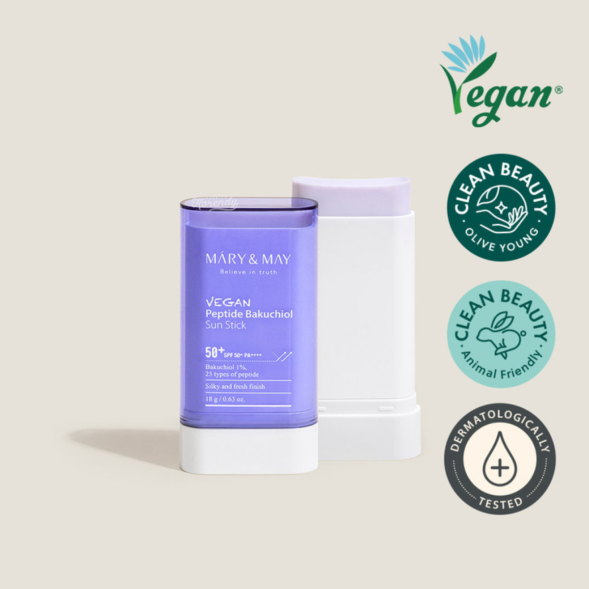 Mary & May - Vegan Peptide Bakuchiol Sun Stick SPF50+ PA++++ (Kırışıklık Karşıtı Peptitli Vegan UV Koruyucu) 18gr