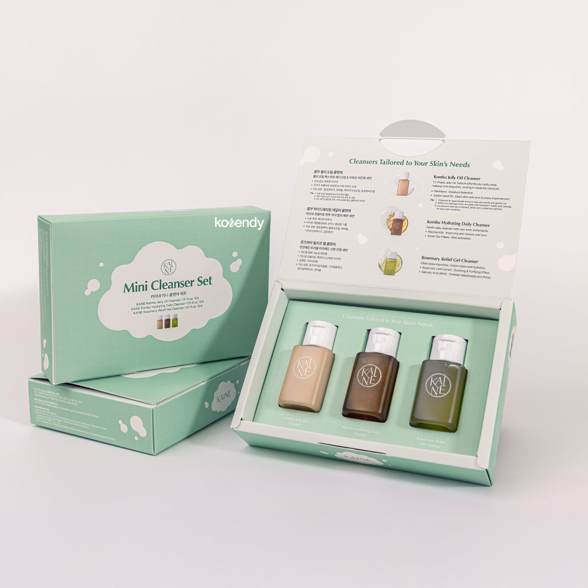 Kaine - Mini Cleanser Set (30ml+30ml+30ml) (Kombuçalı ve Biberiyeli Su Bazlı & Yağ Bazlı Mini Temizleyici Seti)