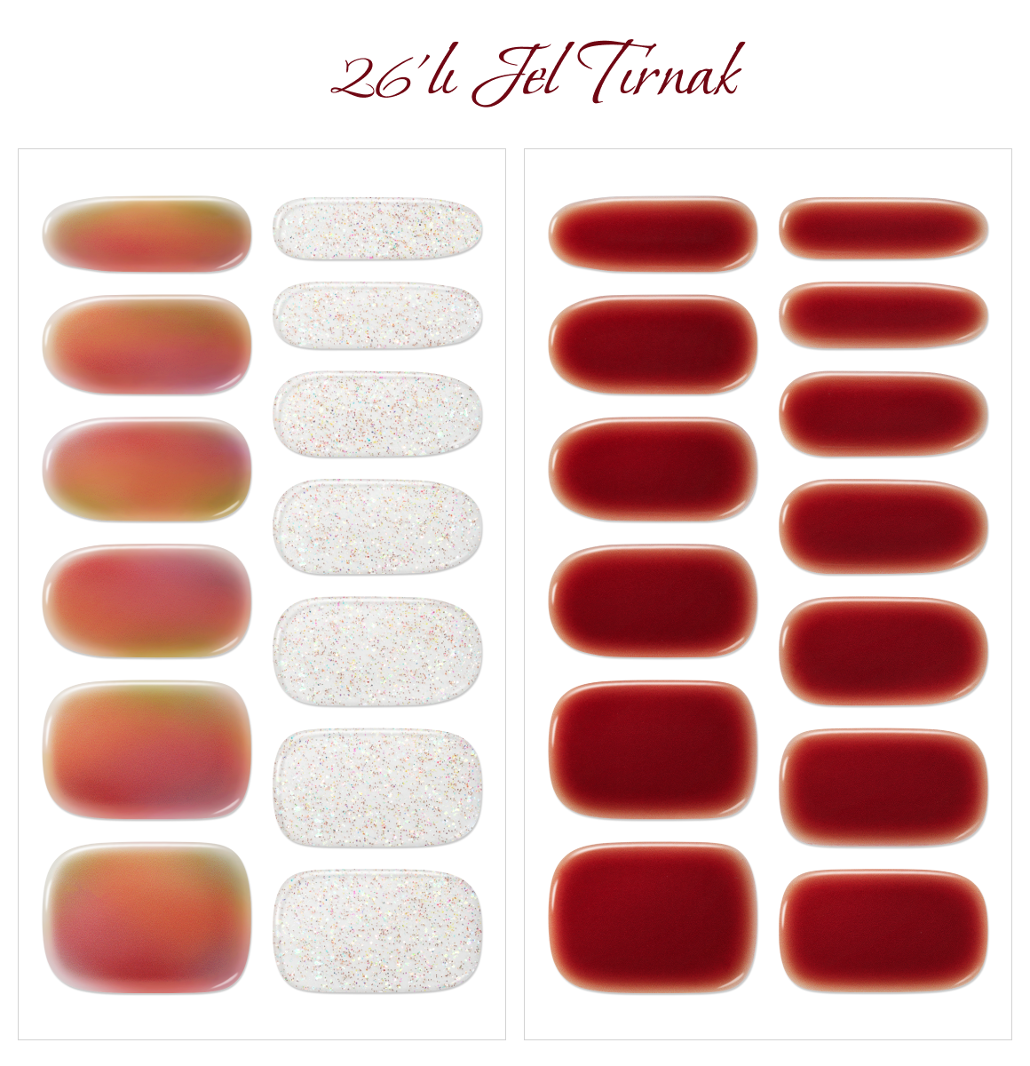 Gelato Factory - Solar Cured Gel Nail #ND-023 Fall In Love - Jel Oje Bantı Takma Tırnak 26'lı EL için