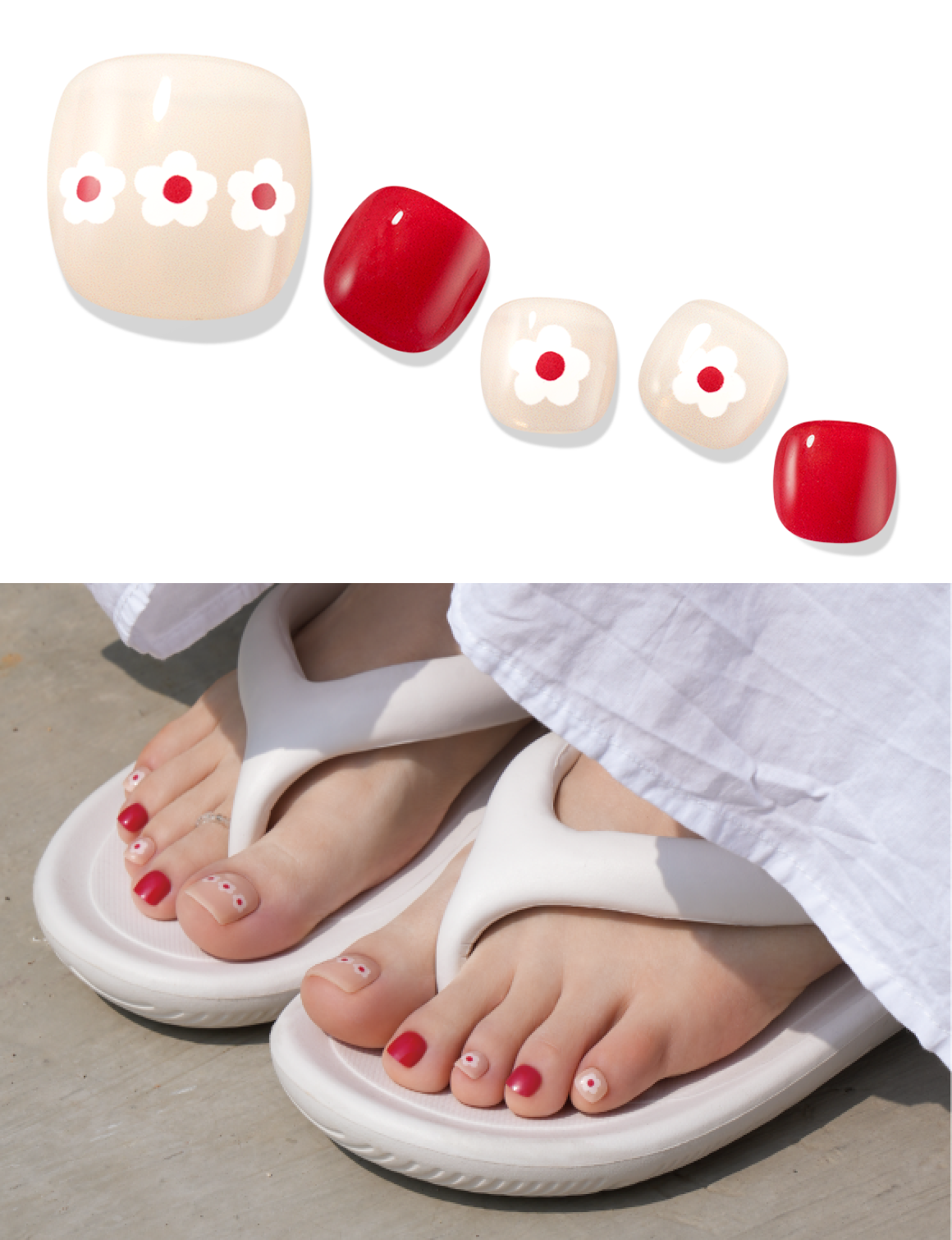 Gelato Factory - Solar Cured Gel Pedi #PD-006 Retro Flower - Jel Oje Bantı Takma Tırnak 30'lu AYAK için