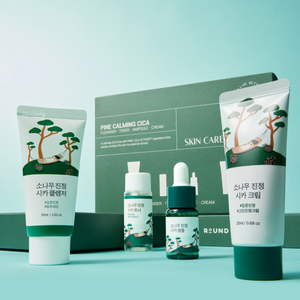 Round Lab - Pine Calming Cica Trial Kit (Cleanser 30ml + Toner 20ml + Ampoule 10ml + Cream 20ml)