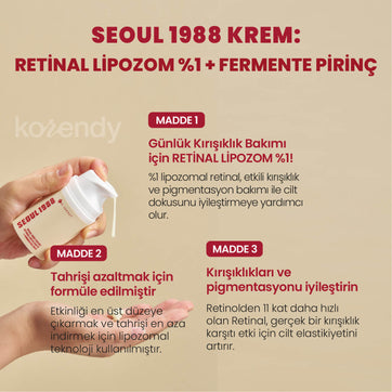 K-Secret - SEOUL 1988 Cream Retinal Liposome 1% + Fermented Rice (Kırışıklık & Leke Önleyici Pürüz Engelleyici %1 Retinalli Pirinç Fermentli Krem) 50ml