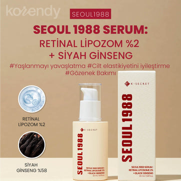 K-Secret - SEOUL 1988 Serum Retinal Liposome 2% + Black Ginseng (İnce Çizgi & Leke Karşıtı Pürüz Önleyici %2 Retinal Lipozom + Siyah Ginsengli Serum) 30ml