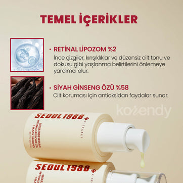 K-Secret - SEOUL 1988 Serum Retinal Liposome 2% + Black Ginseng (İnce Çizgi & Leke Karşıtı Pürüz Önleyici %2 Retinal Lipozom + Siyah Ginsengli Serum) 30ml