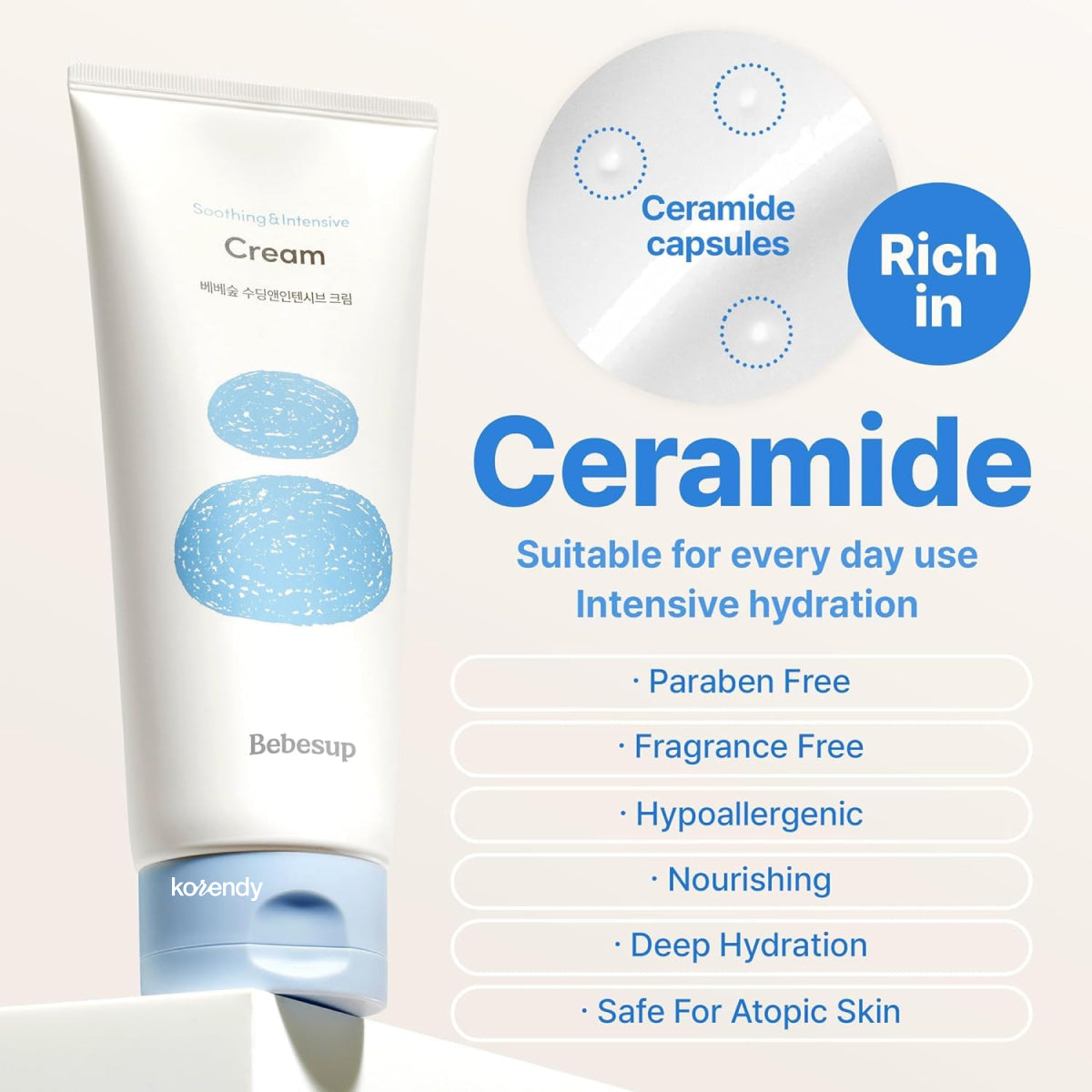 Bebesup - Soothing & Intensive Cream (Kuruluk Kaynaklı Pul Pul Dökülme Önleyici ve Besleyici Uzun Süre Nemlendirici Organik Pirinçli Krem) 200ml