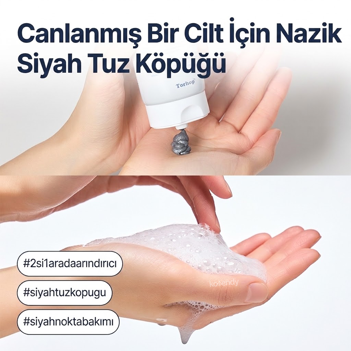 Torhop - Kaamos Black Salt Foaming Cleanser  (Arındırıcı ve Sebum Dengeleyici Siyah Tuz ve Kömür Tozlu Köpük Temizleyici) 130g (%15-%30 Lansman İndirimi)
