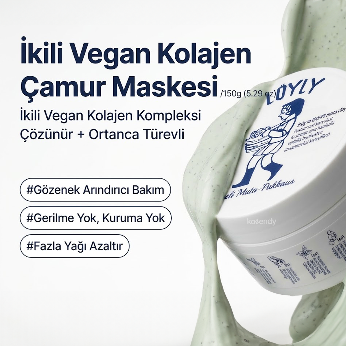 Torhop - Loyly Green-mud Collagen Mask (Gözenek Arındırıcı ve Elastikiyet Koruyucu Vegan Kolajenli Krem Kil Maskesi) (%15-%30 Lansman İndirimi)
