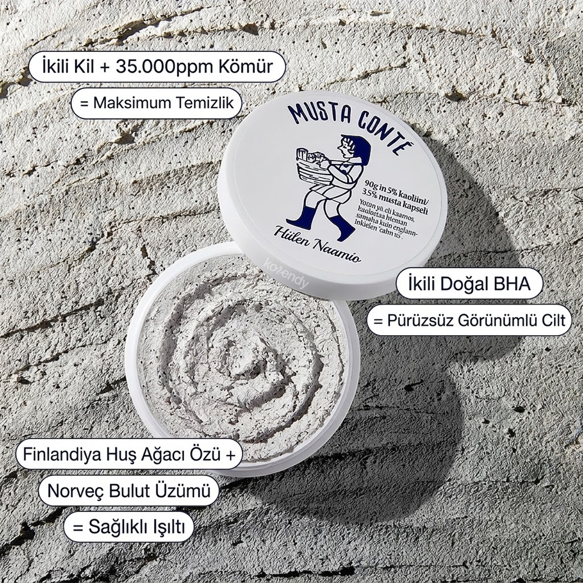 Torhop - Musta Conté Mask  (Gözenek ve Siyah Nokta Karşıtı Kömür Kapsülleri ve Doğal BHA İçeren Kil Maskesi) (%15-%30 Lansman İndirimi)