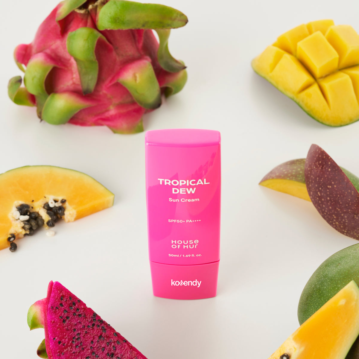 House of Hur - Tropical Dew Sun Cream (Tonlama Etkili ve Nemlendirici 7 Çeşit Tropikal Meyve Özlü Güneş Kremi) 50ml