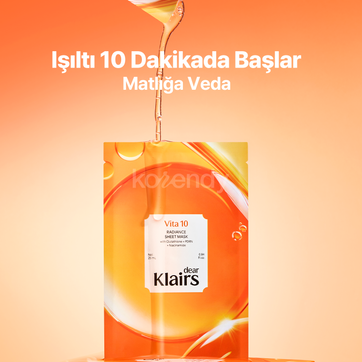 Klairs  - Vita 10 Radiance Sheet Mask (5'li) (Leke Önleyici ve Parlatıcı Lipozomal Glutatyon, Lotus PDRN ve 10'lu Vitamin Kompleksli Maske) 25ml