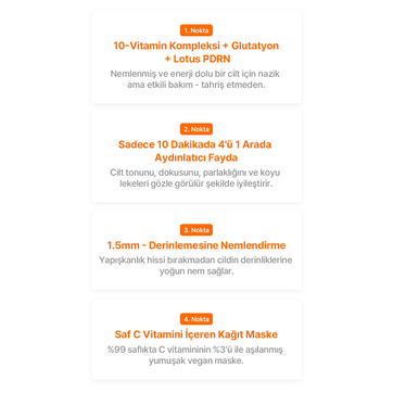 Klairs  - Vita 10 Radiance Sheet Mask (5'li) (Leke Önleyici ve Parlatıcı Lipozomal Glutatyon, Lotus PDRN ve 10'lu Vitamin Kompleksli Maske) 25ml