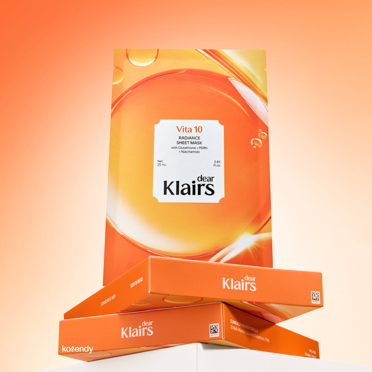 Klairs  - Vita 10 Radiance Sheet Mask (5'li) (Leke Önleyici ve Parlatıcı Lipozomal Glutatyon, Lotus PDRN ve 10'lu Vitamin Kompleksli Maske) 25ml