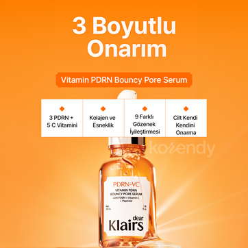 Klairs  - Vitamin PDRN Bouncy Pore Serum (Geniş Gözenek ve Elastikiyet Kaybı Önleyici Bitkisel PDRN ve Lipozomal C Vitaminli Serum) 35ml