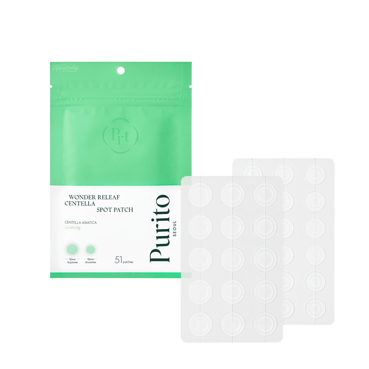 Purito - Wonder Releaf Centella Spot Patch (Akne Söndürücü Kızarıklık Karşıtı Centella Özlü Bant) 51li (Sepette %30)