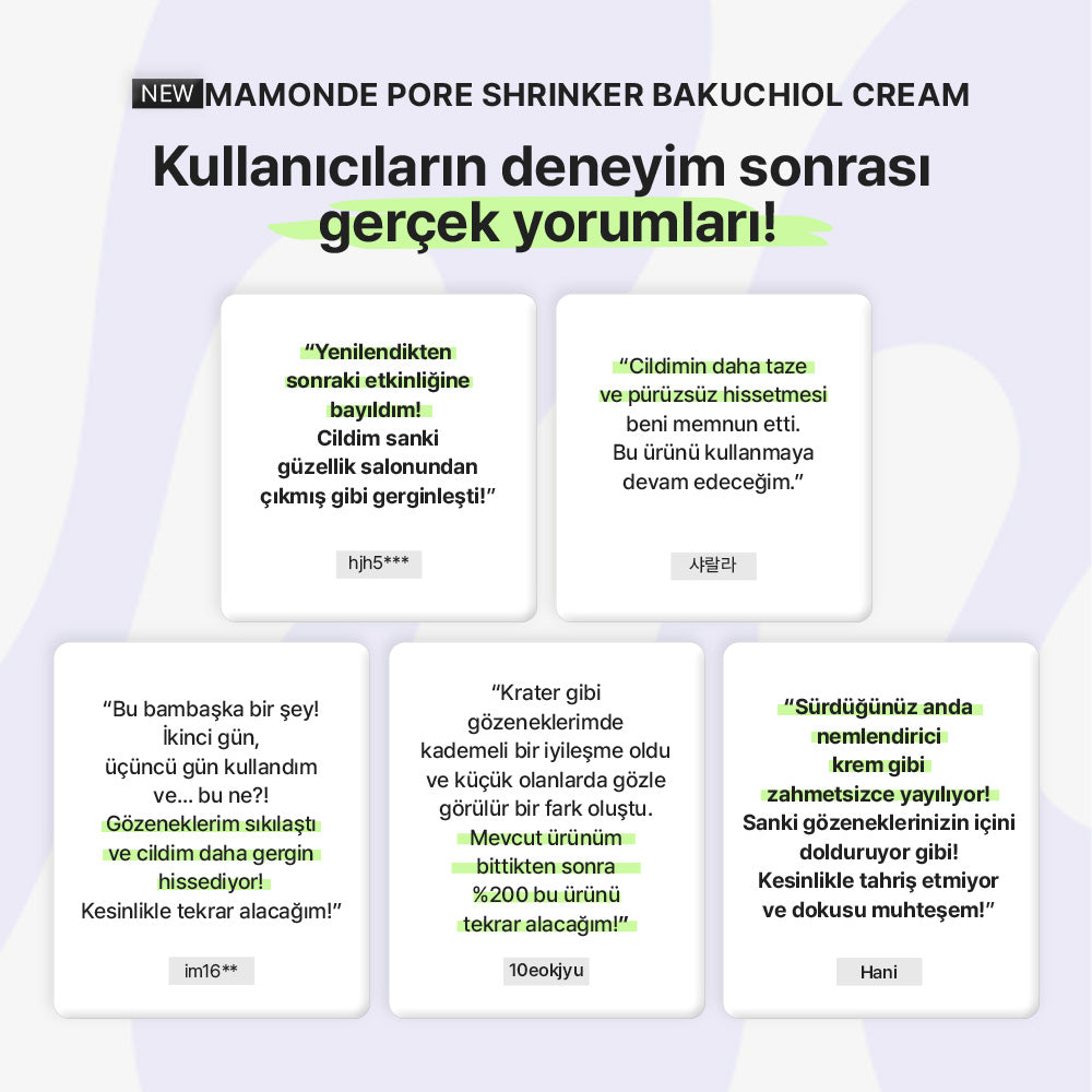 Mamonde - Pore Shrinker Bakuchiol Cream (Geniş Gözenek ve İnce Çizgi Önleyici Bakuchiol İçeren Krem) 60ml (%20 Lansman İndirimli)