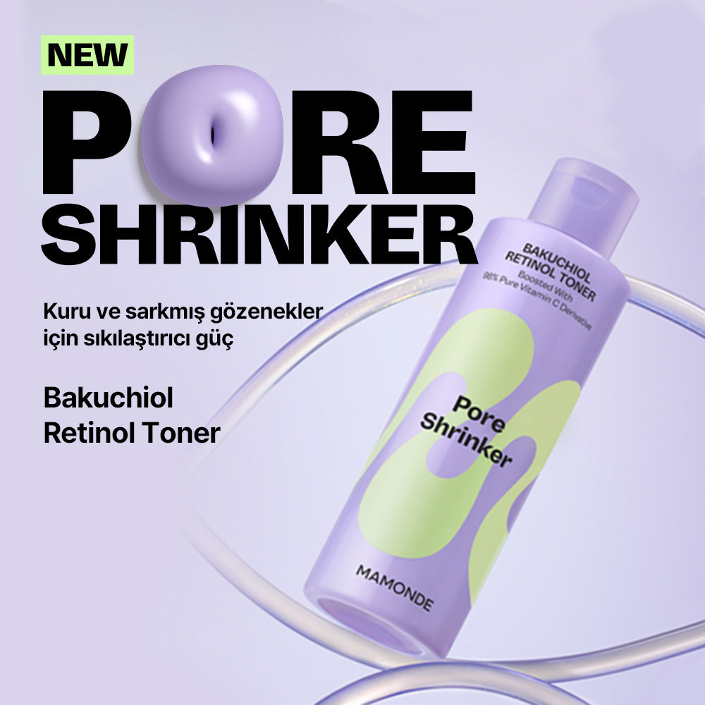 Mamonde - Pore Shrinker Bakuchiol Retinol Toner (Geniş Gözenek Önleyici ve Esneklik Koruyucu Retinollü Tonik) 200ml (%20 Lansman İndirimli)