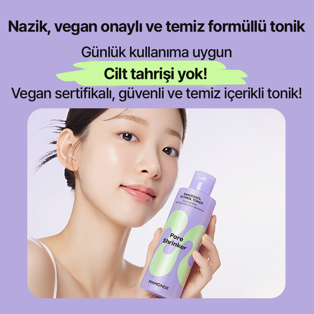 Mamonde - Pore Shrinker Bakuchiol Retinol Toner (Geniş Gözenek Önleyici ve Esneklik Koruyucu Retinollü Tonik) 200ml (%20 Lansman İndirimli)