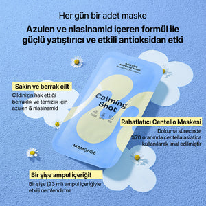 Mamonde - Calming Shot Azulen Ampoule Mask Pack (Stres Önleyici ve Nemlendirici Papatya Sulu ve Azulenli Ampul Maske) 1li (%20 Lansman İndirimli)