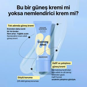 Mamonde - Calming Shot Azulen Sun Cream SPF50+ PA++++ (Stres Önleyici ve Nemlendirici Papatya Özlü ve Azulenli Güneş Kremi) 35ml (%20 Lansman İndirimli)