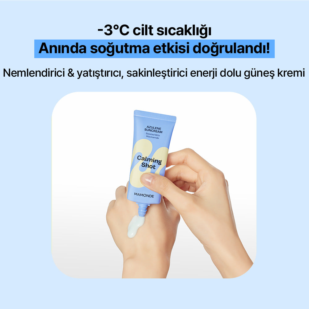 Mamonde - Calming Shot Azulen Sun Cream SPF50+ PA++++ (Stres Önleyici ve Nemlendirici Papatya Özlü ve Azulenli Güneş Kremi) 35ml (%20 Lansman İndirimli)