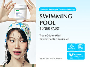 EqqualBerry - Swimming Pool Toner Pads (70'li Ped) (Yoğun Hidrasyon Verici ve Ölü Deri Arındırıcı 8 Hyaluronik Asitli Tonik Ped) 220ml