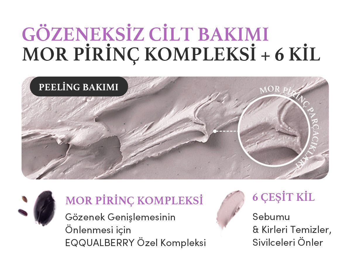 EqqualBerry - Purple Rice Pore Purifying Pack Cleanser (Geniş Gözenek Önleyici ve Ölü Deri Arındırıcı Mor Pirinçli Temizleyici) 130gr