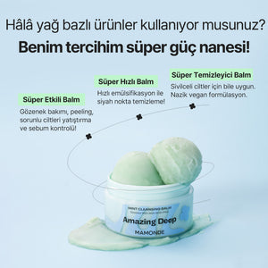 Mamonde - Amazing Deep Mint Cleansing Balm (Siyah Nokta ve Geniş Gözenek Önleyici AHA BHA PHA İçeren Temizleyici Balm) 90ml (%20 Lansman İndirimli)
