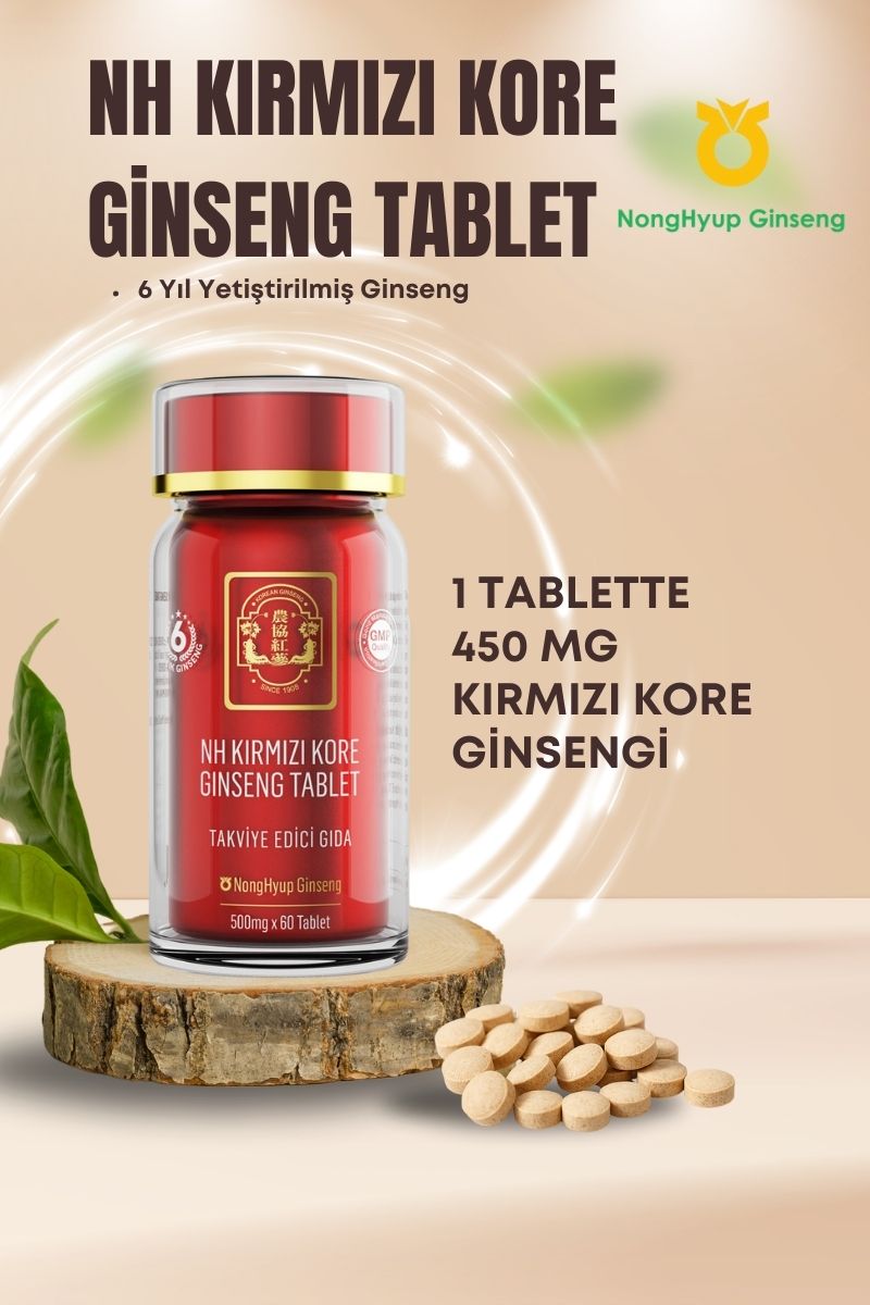 Nonghyup Ginseng (Kırmızı Kore Ginseng Tablet 60 Tablet) (30gr) (%15 Tanıtım indirimli)