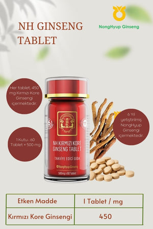 Nonghyup Ginseng (Kırmızı Kore Ginseng Tablet 60 Tablet) (30gr) (%15 Tanıtım indirimli)