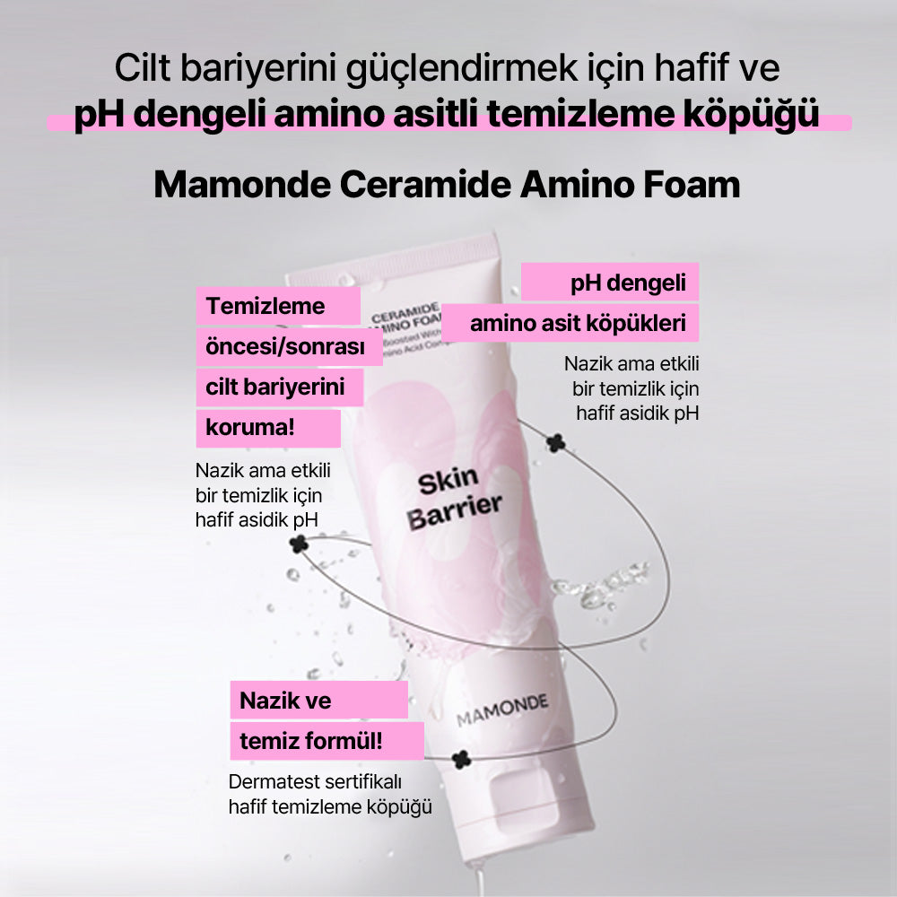 Mamonde - Ceramide Amino Foam (Makyaj ve İnce Toz Arındırıcı Bariyer Koruyucu Seramidli Temizleyici Köpük) 120gr (%20 Lansman İndirimli)