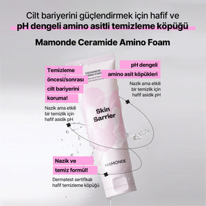 Mamonde - Ceramide Amino Foam (Makyaj ve İnce Toz Arındırıcı Bariyer Koruyucu Seramidli Temizleyici Köpük) 120gr (%20 Lansman İndirimli)