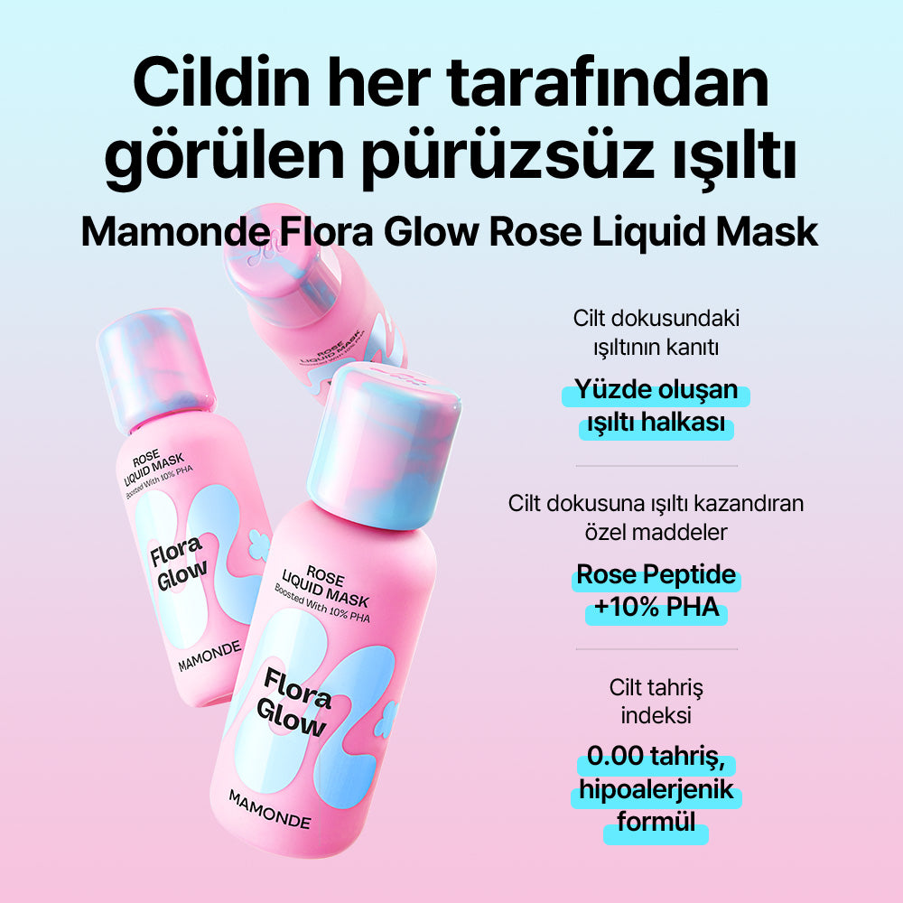 Mamonde - Flora Glow Rose Liquid Mask (Ölü Deri Arındırıcı Pürüzsüzlük Koruyucu ve Parlatıcı Gül Peptitli Sıvı Maske) 80ml