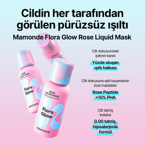 Mamonde - Flora Glow Rose Liquid Mask (Ölü Deri Arındırıcı Pürüzsüzlük Koruyucu ve Parlatıcı Gül Peptitli Sıvı Maske) 80ml