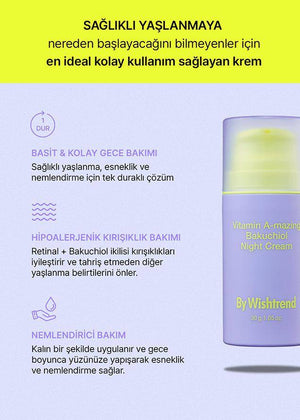 Wishtrend Vitamin A-mazing Bakuchiol Night Cream Kırışıklık Giderici Retinal Krem gr