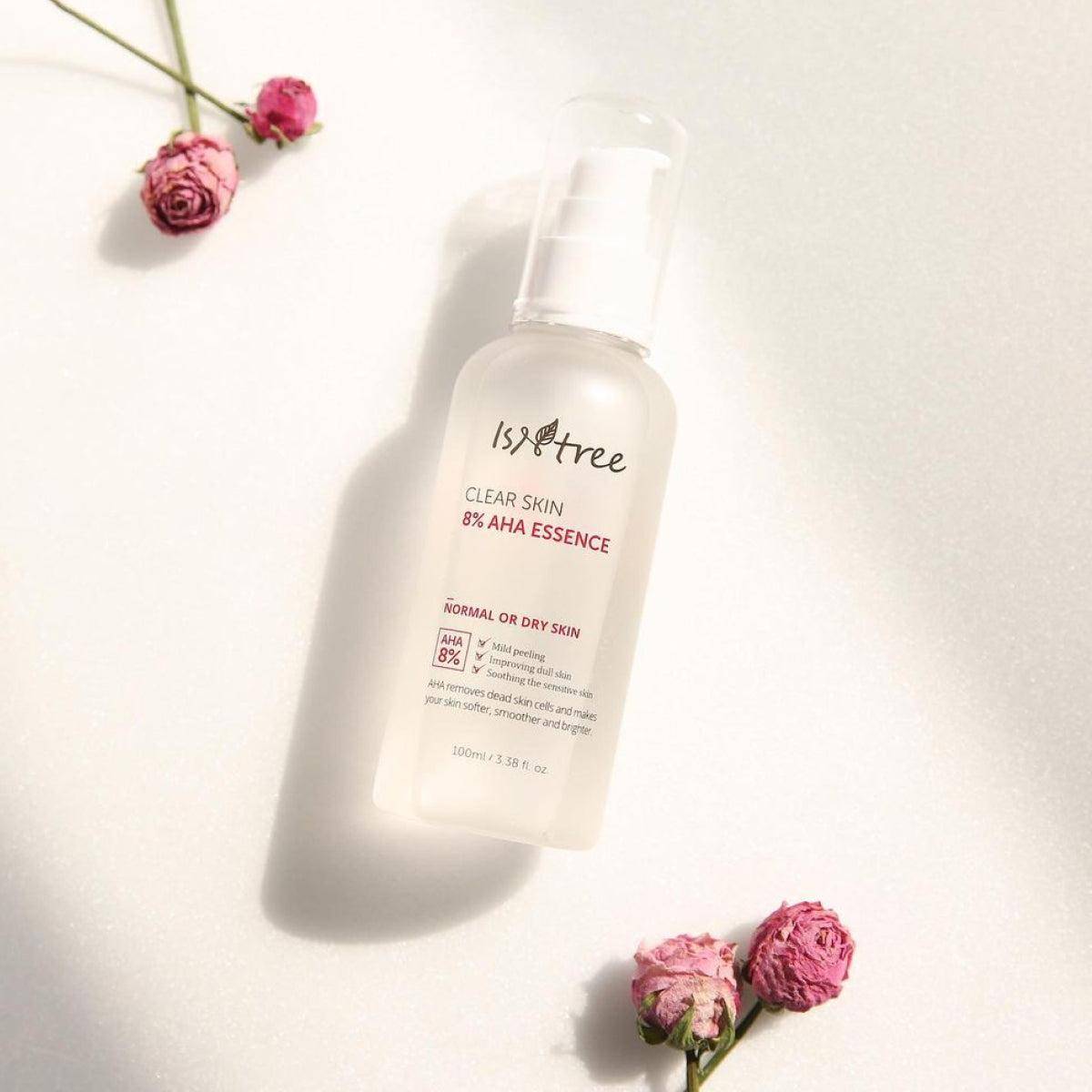 Isntree - Clear Skin %8 AHA Essence (Pürüzsüzleştirici Peeling Serumu) 20ml/100ml (İlk 7 gün %20 Tanıtım indirimli) Esans Korendy Türkiye Turkey Kore Kozmetik Kbeauty Cilt Bakım 