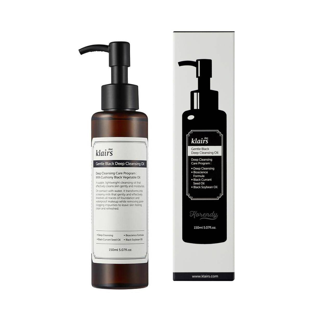 Klairs - Gentle Black Deep Cleansing Oil 150ml Temizleyici (Yağ bazlı) Korendy Türkiye Turkey Kore Kozmetik Kbeauty Cilt Bakım 