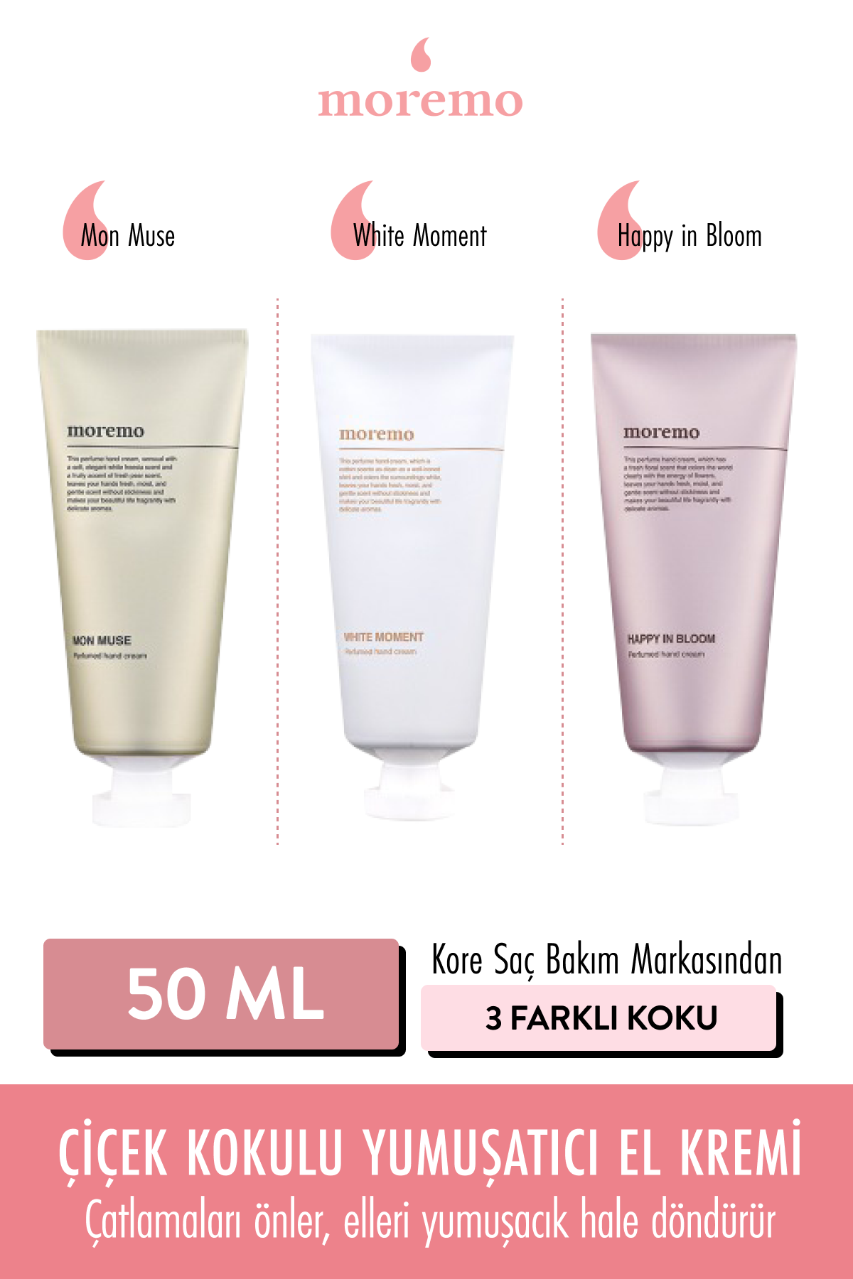 Moremo - Perfumed Hand Cream (Çiçek Kokulu Yumuşatıcı El Kremi) 50ml